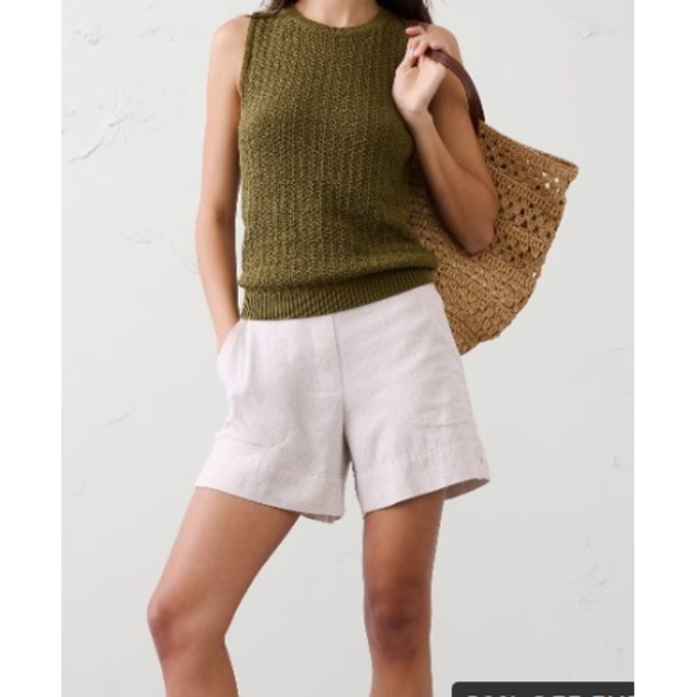 Banana Republic Anyday High Rise Linen‎ Shorts Flax Beige XS Pull On